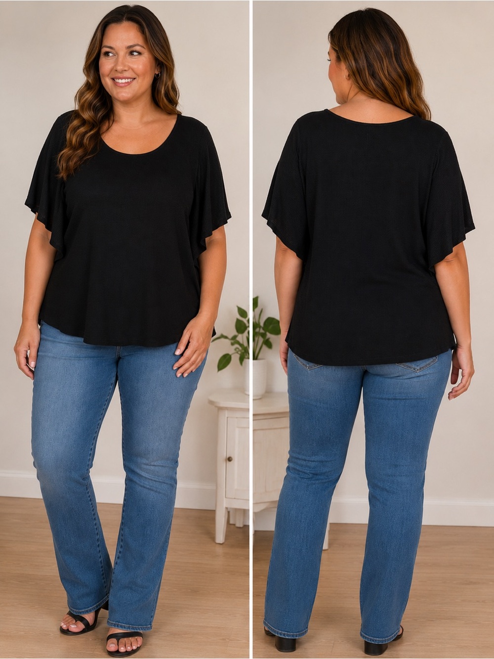 Katherine Barclay Black Textured Knit Top 2X Dolman Sleeve Plus Size NWT